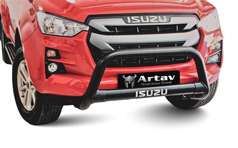 Isuzu Dmax Nudge Bar W Oval Cross Member Black Artav Stainless Steel