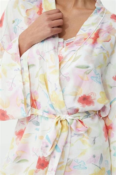 Nightwear Watercolour Day Floral Woven Viscose Kimono Debenhams