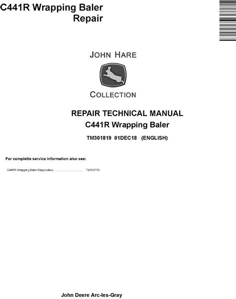 John Deere C441R Wrapping Baler Service Repair Technical Manual