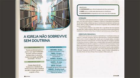 SUBSÍDIO LIVRO DE APOIO LIÇÕES BÍBLICAS JOVENS CPAD LIÇÃO 13 A