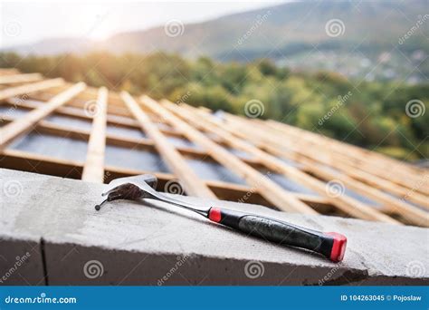 Hammer On The Roof On The Construction Site Stock Image Image Of