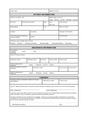 Fillable Online Medical History Form Today S Date Fax Email Print