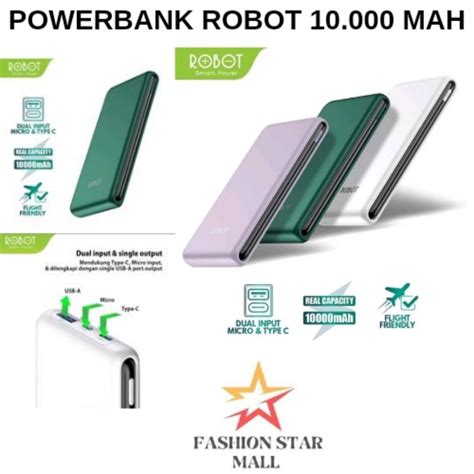 Jual Powerbank Robot Power Bank Rt Mah Dual Input Port Type C