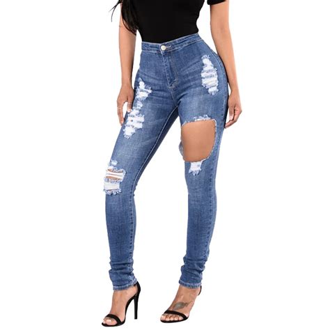 Sexy Women Destroyed Ripped Distressed Slim Denim Pants Boyfriend Jeans