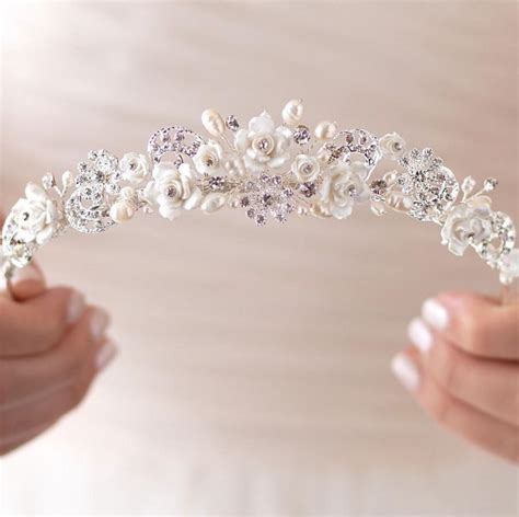 Rhinestone & Pearl Wedding Tiara, Bridal Hair Accessory, Pearl Bridal ...