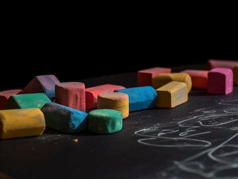 Un Tableau Noir Avec Des Craies Et Un Dessin La Craie Du Mot Craie