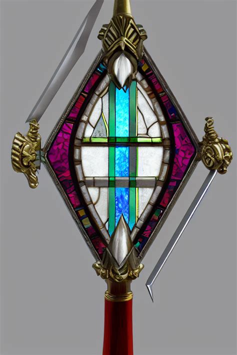 KREA AI - greatsword, blade made of stained glass, centered,...