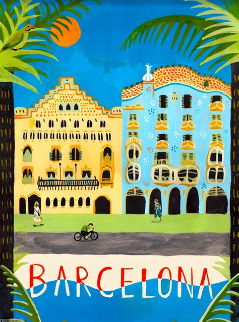 Barcelona Spain Spanish European Europe Vintage Travel Advertisement