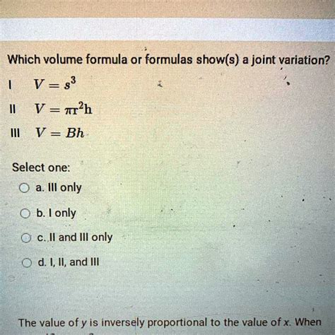 Need help with algebra question â€¼ï¸ Which volume formula or formulas ...