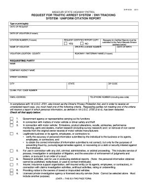 Fillable Online Mshp Dps Missouri Request For Traffic Arrest System