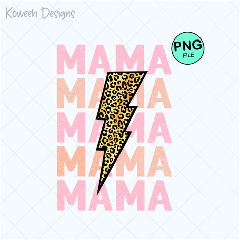 Mama Stacked PNG Mama Lightning Bolt PNG Sublimation Leopard