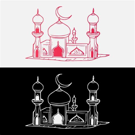 Page de coloriage de mosquée Vector Dessin facile pour les enfants