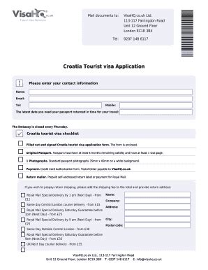 Fillable Online Croatia Visa Application For Citizens Of Peru Croatia