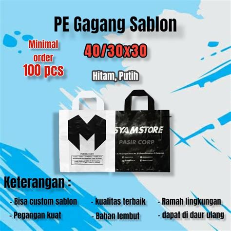 Jual Harga Per Pcs Lembar Plastik Sablon Pe Gagang Custom X Pack