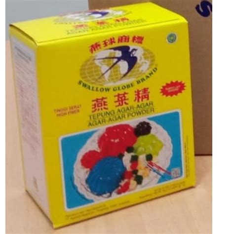 Jual Original Agar Agar Swallow Globe 1 Box Isi 12 Sachet Bening