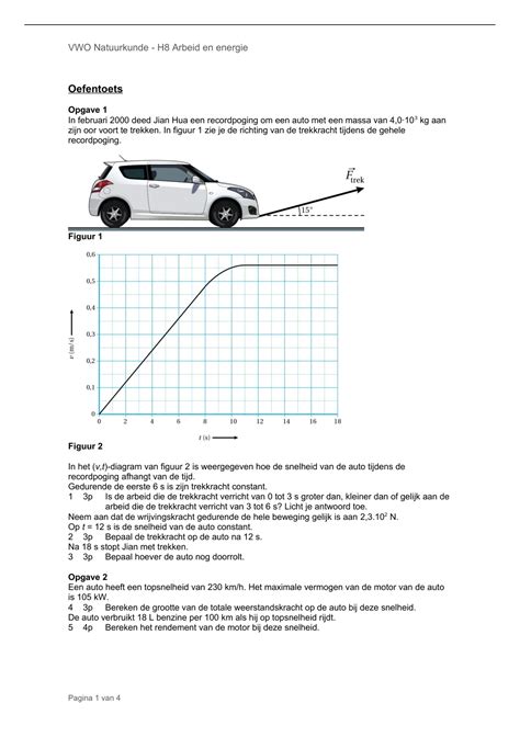 VWO Natuurkunde H8 ARBEID EN ENERGIE Oefentoets Met Antwoorden