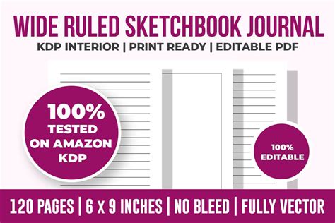 Wide Ruled Sketchbook Journal Kdp Inter Graphic By Sania Graphics