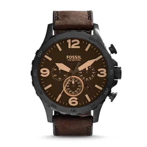 Fossil Fs Montre Homme Quartz Analogique Chronometre Bracelet Cuir