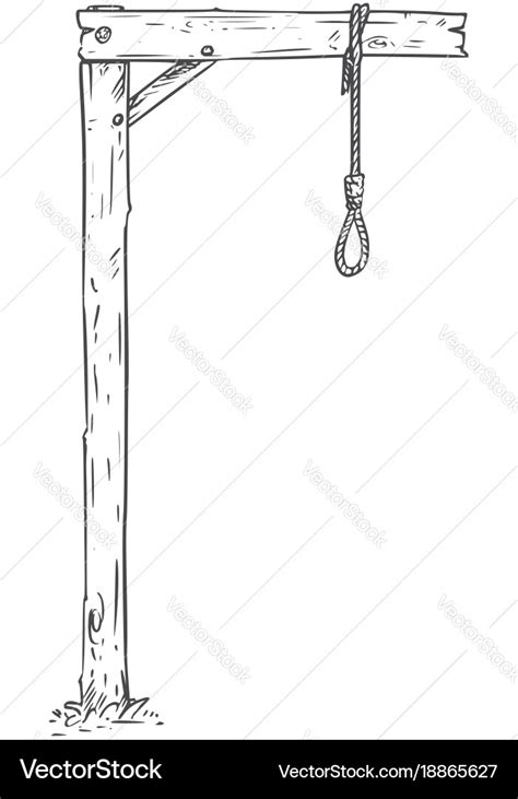 Drawing Of Hang Knot Noose Gallows Royalty Free Vector Image