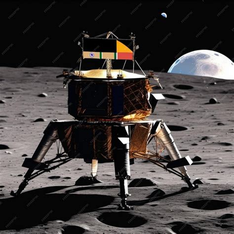 Premium AI Image | American spacecraft landing on the moon with American flag