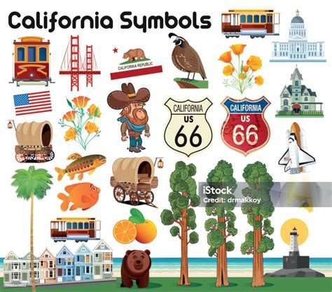 California Symbols Stock Illustration Download Image Now Redwood