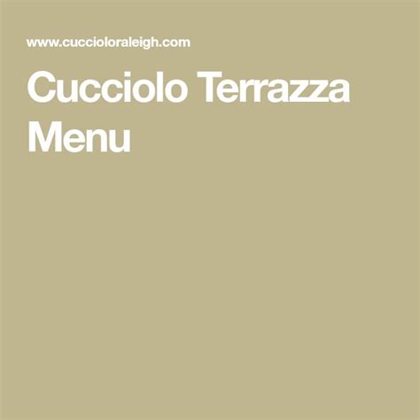 Cucciolo Terrazza Menu Menu