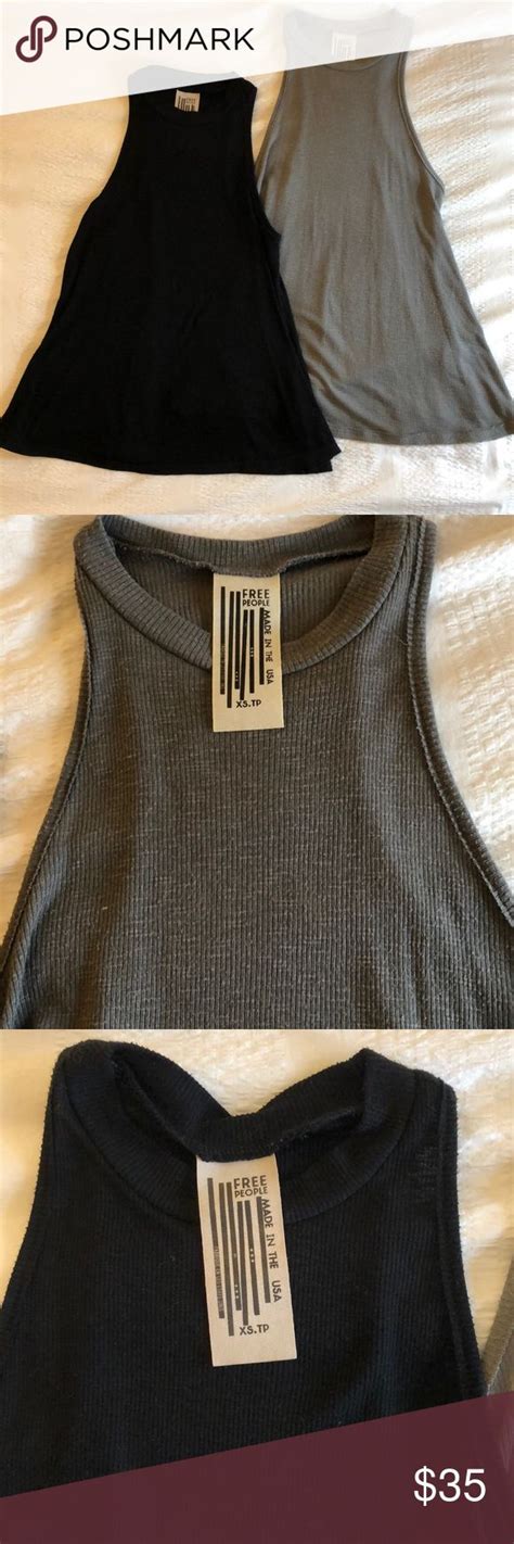 Free People High Neck Flowy Ribbed Tanks Black And Dark Grey Olive