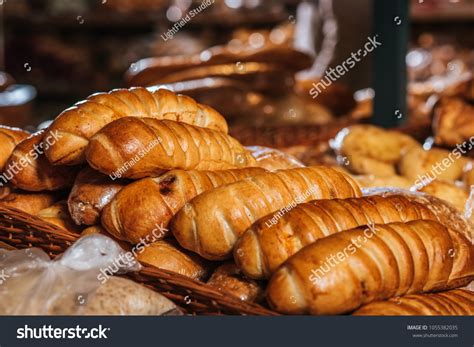 Close View Freshly Baked Bakery Supermarket Stock Photo 1055382035