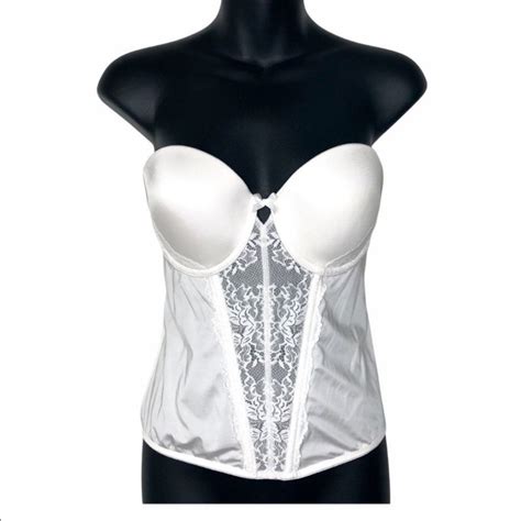 Maidenform White Lace Inset Bustier Size 34d Gem