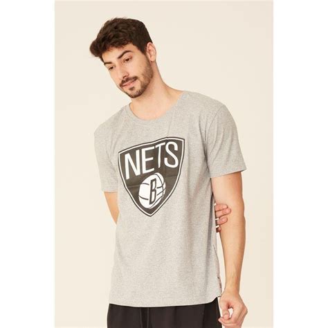 Camiseta Nba Estampada Big Logo Brooklyn Nets Casual Masculina Em