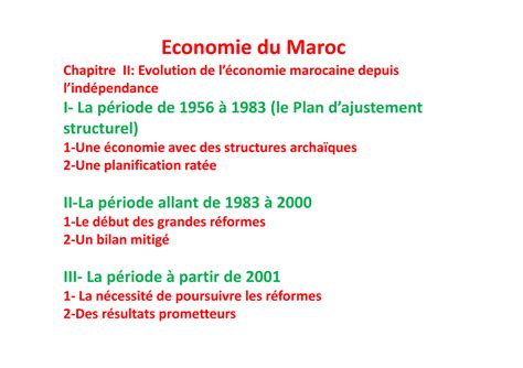 Eco Du Maroc Ch Cours Economie Du Maroc Chapitre Ii Evolution De