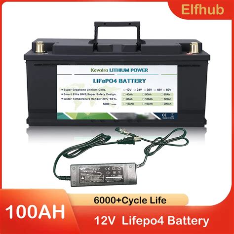 Kcvolro 12V 100Ah LiFePO4 Lithium Iron Phosphate Battery Upgraded BMS