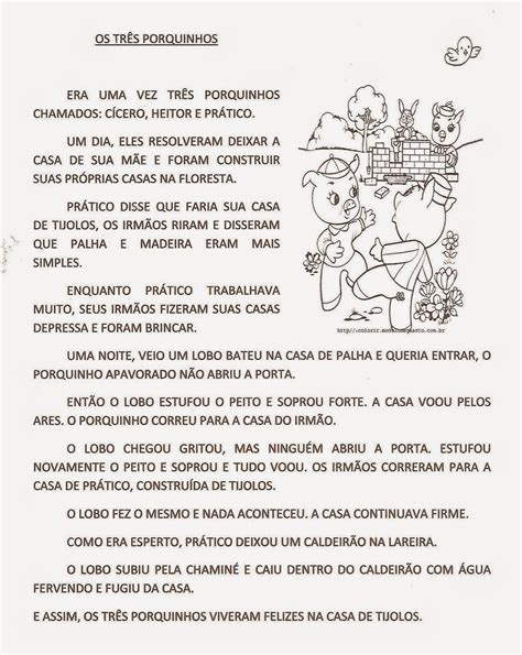Texto Os Tres Porquinhos - Os três porquinhos – Artofit