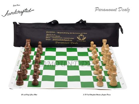 Paramount Dealz Vinyl Chess Mat Set Fide Wooden Pieces With Bag