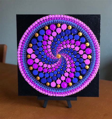 Vibrant Swirl Dot Mandala Painting X Canvas Board Etsy