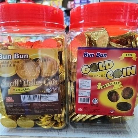 kg small big gold dollar coin chocolate bun bun koin emas coklat bulat