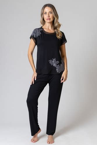 Pijama Longo Poeme Black Mari M Lingerie BR