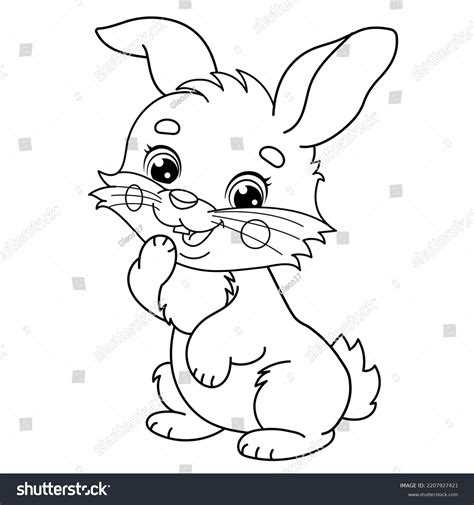 Coloring Page Outline Cartoon Cute Bunny Stock Vector Royalty Free