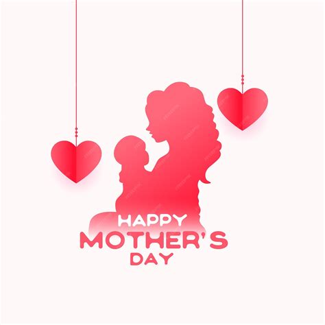 Free Vector Lovely Mothers Day Greeting Card With Hanging Style Paper