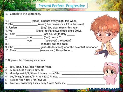 Present Perfect Progressive Worksheet Live Worksheets