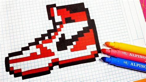 Handmade Pixel Art How To Draw A Nike Air Jordan Pixelart Youtube