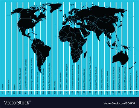 World map and time zones Royalty Free Vector Image