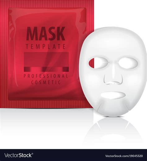 Realistic Facial Sheet Mask And Red Sachet Blank Vector Image