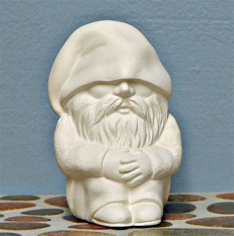 Ceramic Bisque Gnome Woodland Sitting Garden Figurine You Paint Made