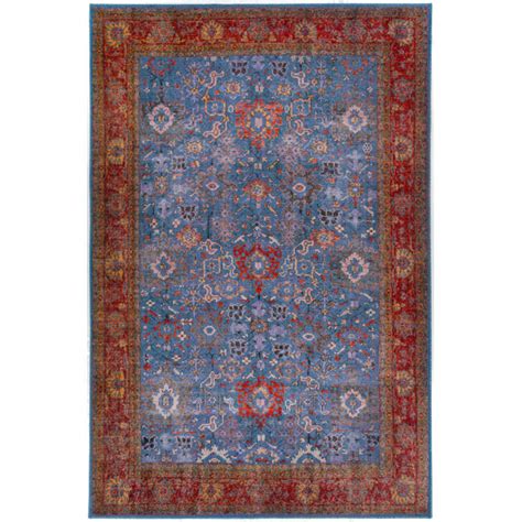 Bungalow Rose Marshawn Power Loom Performance Blue Red Purple Rug Wayfair