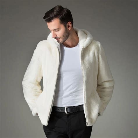 2017 Winter Men Faux Mink Fur Hooded Faux Fur Coats Male Zipper Fur Outerwear Casual Plus Size