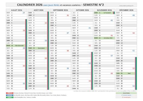 calendrier semestriel   consulter telecharger en   imprimer