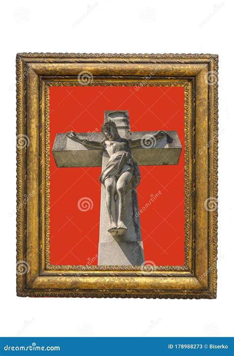 Jesus Christ On The Cross Picture In The Frame Stock Image Image Of