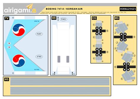 8g Korean Air 1984 Cs Boeing 747 8 8gkal20g21 Papier Avion By