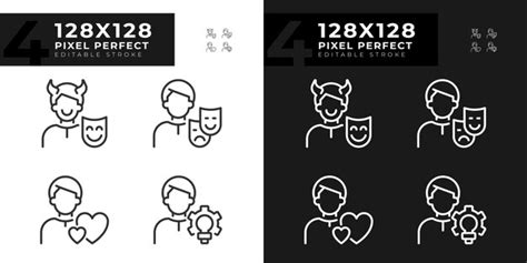 Premium Vector Personal Traits Pixel Perfect Linear Icons Set For